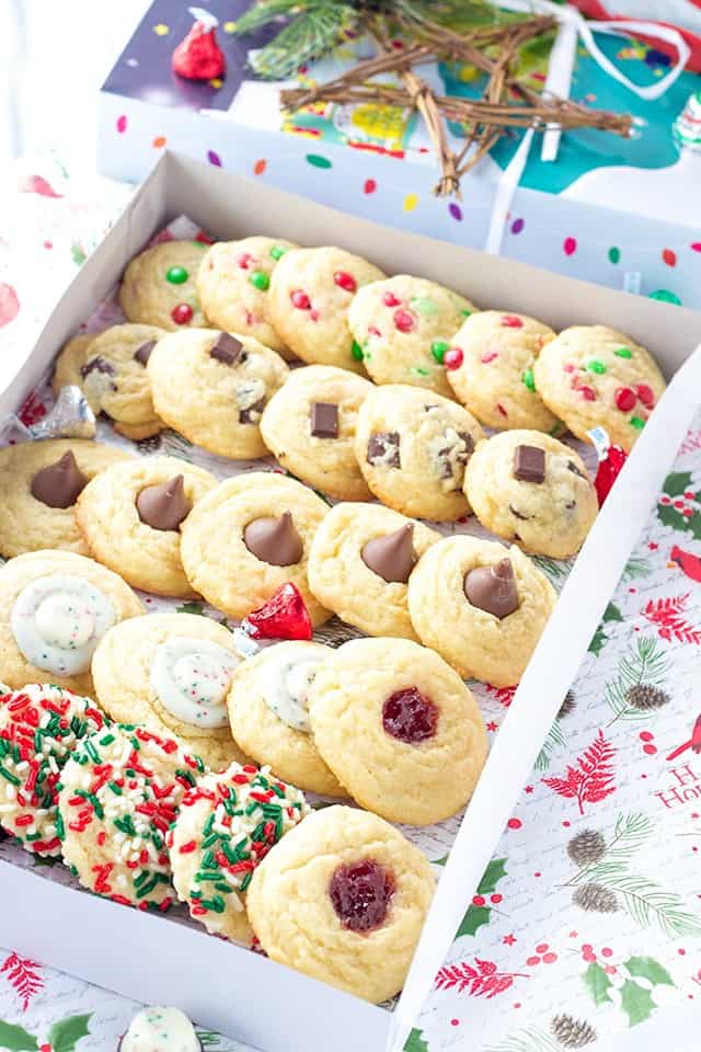 Five Christmas Cookies One Dough - One basic cookie dough and so many different add ins to jazz them up. This is the perfect way to fill up a holiday gift box for friends, coworkers, and family!