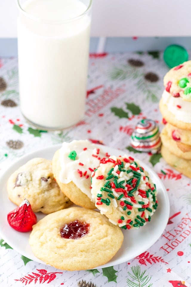 Five Christmas Cookies One Dough - One basic cookie dough and so many different add ins to jazz them up. This is the perfect way to fill up a holiday gift box for friends, coworkers, and family!