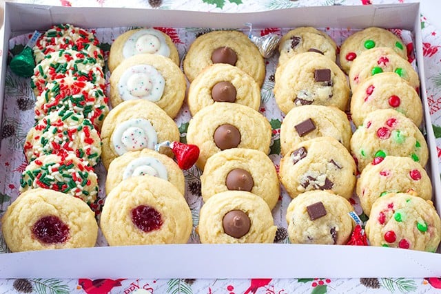 Five Christmas Cookies One Dough - One basic cookie dough and so many different add ins to jazz them up. This is the perfect way to fill up a holiday gift box for friends, coworkers, and family!