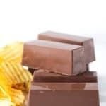 Crispy Chocolate Peanut Butter Candy Bars - sweet and salty candy bars with the shiny chocolate coating and a peanut butter potato chip filling.