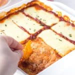 hot Lasagna Dip baked into a casserole dish