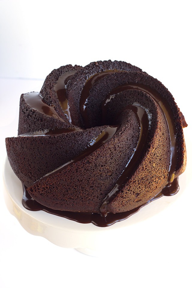 Chocolate Whiskey Cake - Whiskey infused chocolate bundt cake topped with a boozy chocolate ganache! 