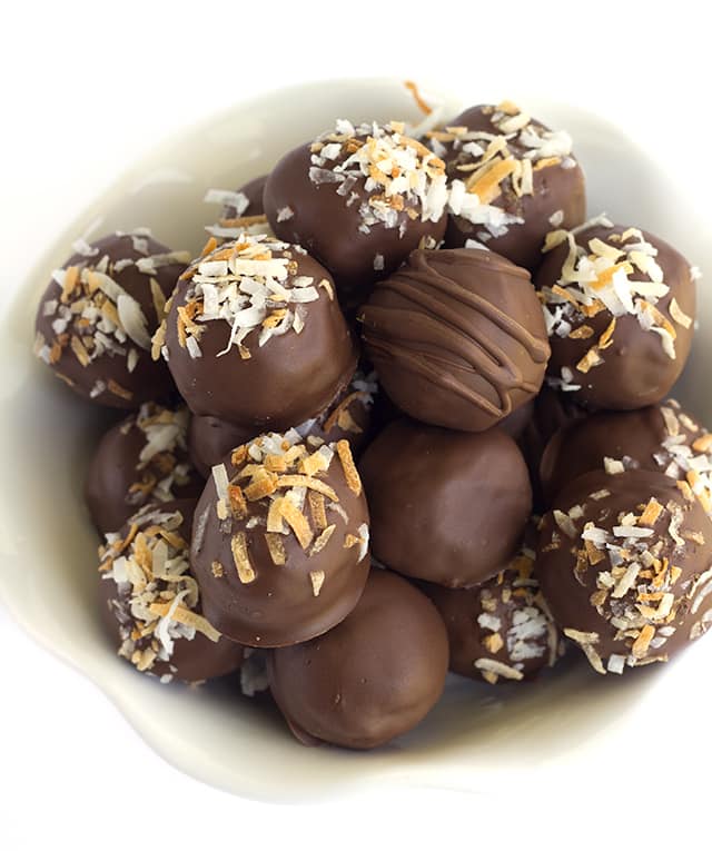 German Chocolate Truffles - you know the german chocolate cake filling? That is inside of these truffles along with some german chocolate to firm them up. I went a step further and toasted the coconut and pecans because why not. 