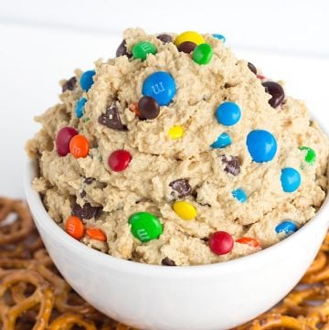 monster cookie dough dip in a white bolw