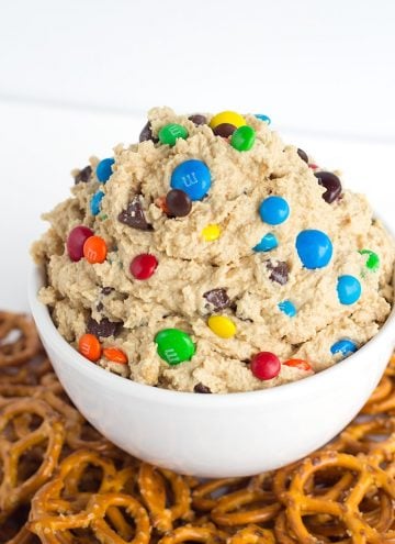 monster cookie dough dip in a white bolw