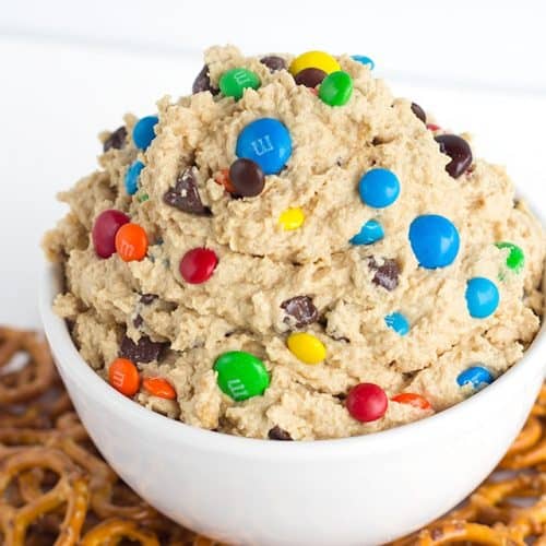 monster cookie dough dip in a white bolw