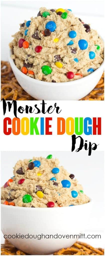 collage of monster cookie dough dip for pinterest
