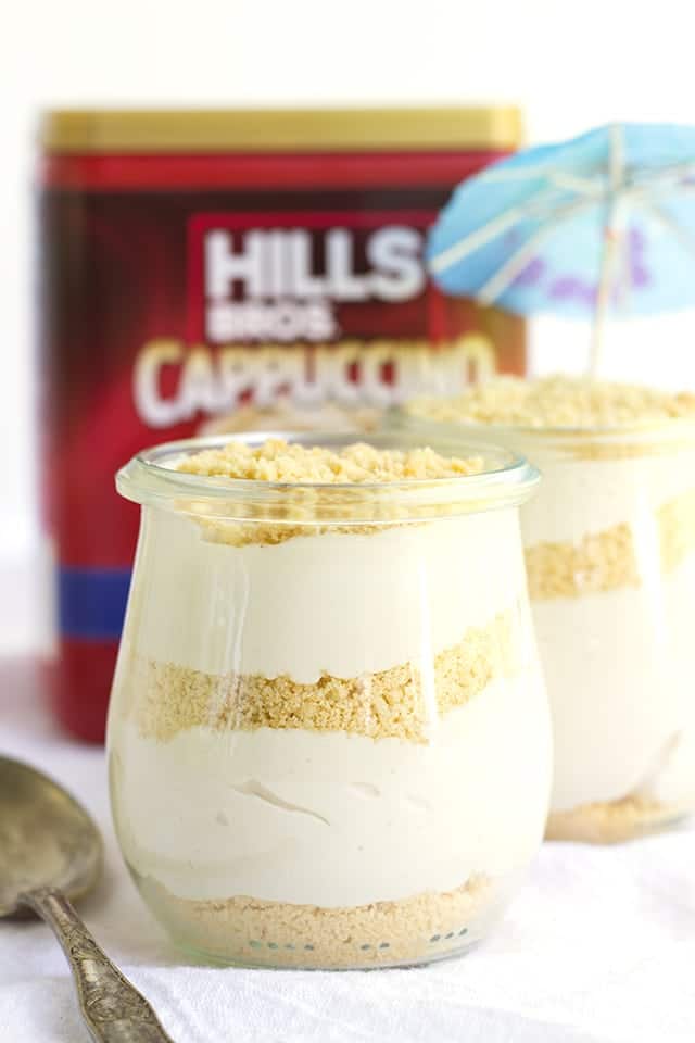 glasses of no bake cappuccino trifles 