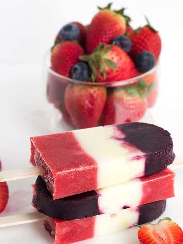 Red White and Blue Berry Yogurt Popsicles Story