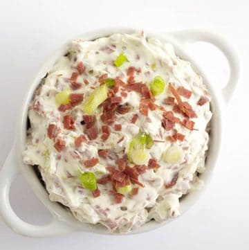 Chipped Beef Dip with Peperoncini - A quick and simple dip recipe that tastes amazing! The dip is salty, tangy, and the perfect appetizer!