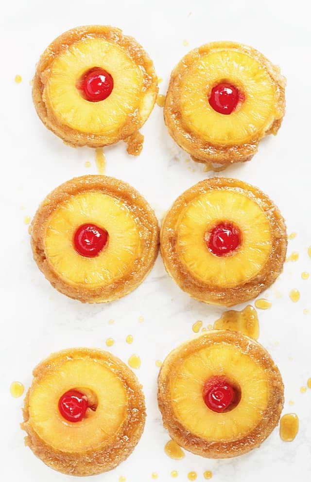 overhead of pineapple upside down sugar cookies 