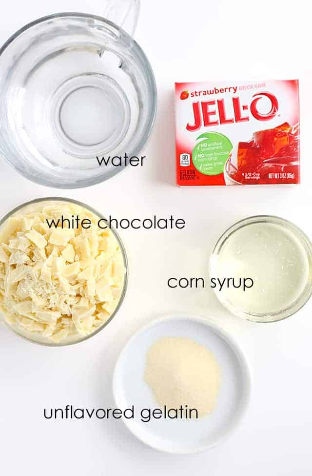 ingredients to make Jell-o Mirror Glaze Cake