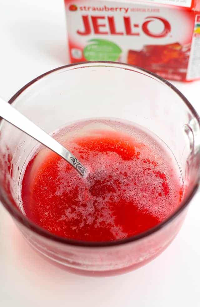 strawberry gelatin to make a Jell-o Mirror glaze