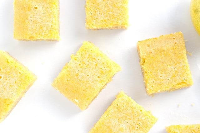 lemon bars on white table