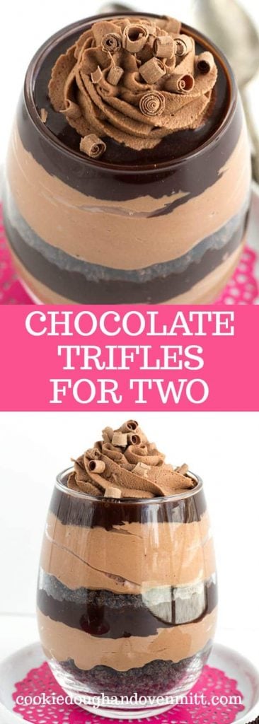 pinterest long collage of chocolate trifles for two