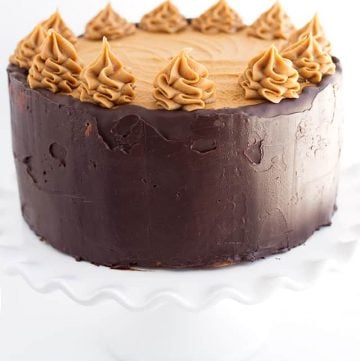 Mocha Layer Cake with Peanut Butter Frosting.