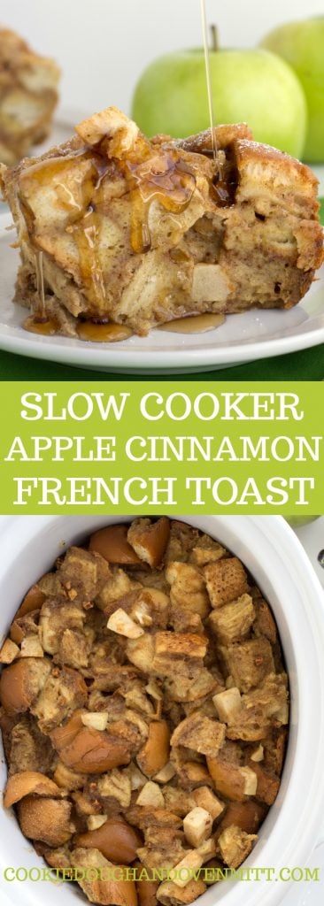 collage for pinterest of photos of slow cooker apple cinnamon french toast