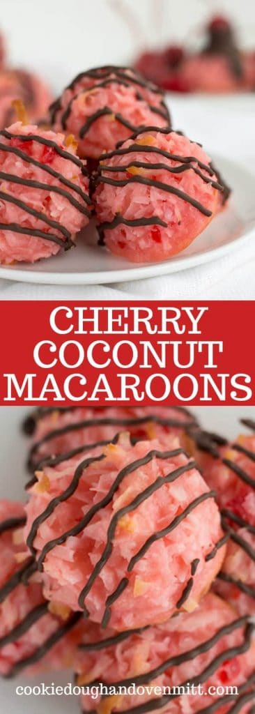 Pinterest collage for cherry coconut macaroons