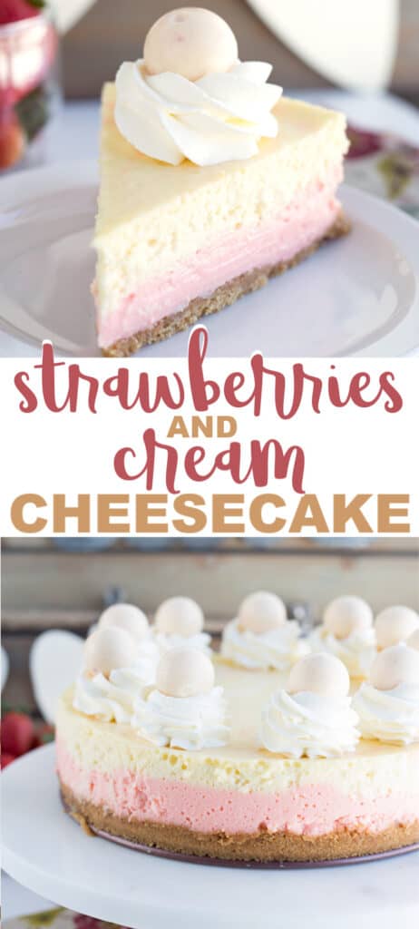 Strawberries and cream cheesecake with a delightfully fruity twist.