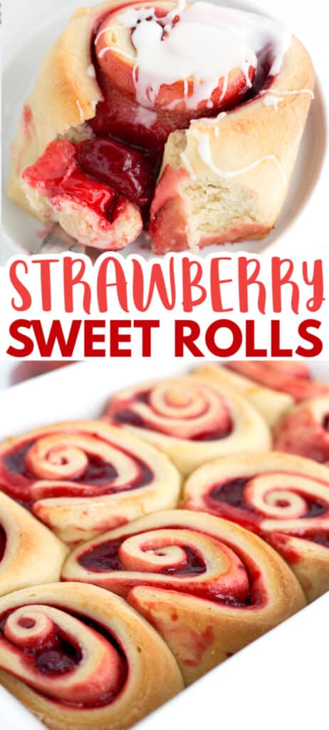 Strawberry sweet rolls displayed on a plate.