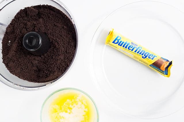 ingredients for the crust of the butterfinger ice cream pie