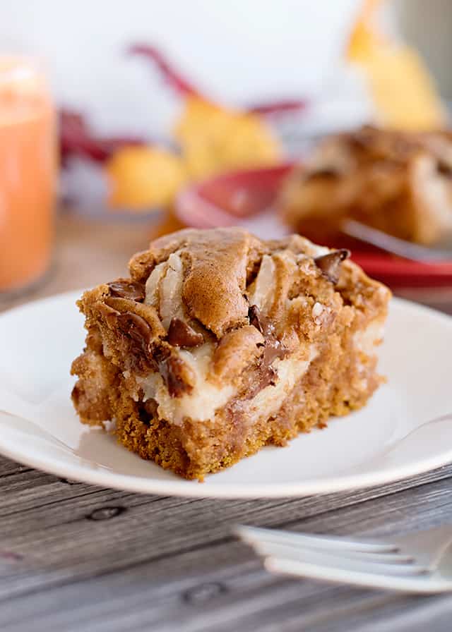 slice of pumpkin earthquake cake on dessert plate