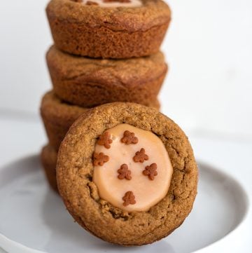 Fudge Filled Gingerbread Cookie Cups - Cookie Dough and Oven Mitt