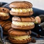 stack of 3 baileys chocolate macarons