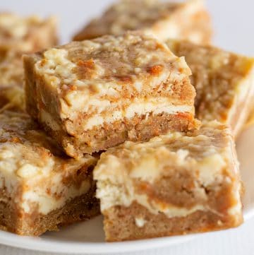 carrot cake bars stacked