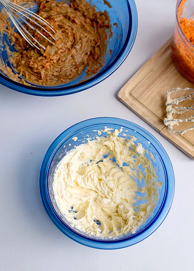 cream cheese being mixed