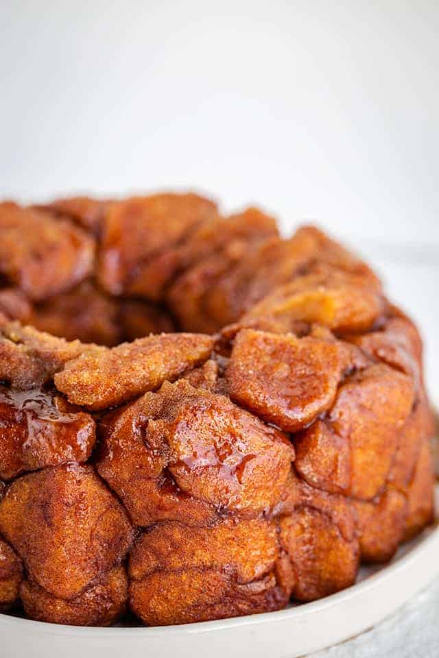 showing the caramel on the instant pot monkey bread