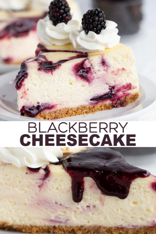 Whipped cream and blackberries enhance this delectable blackberry cheesecake.