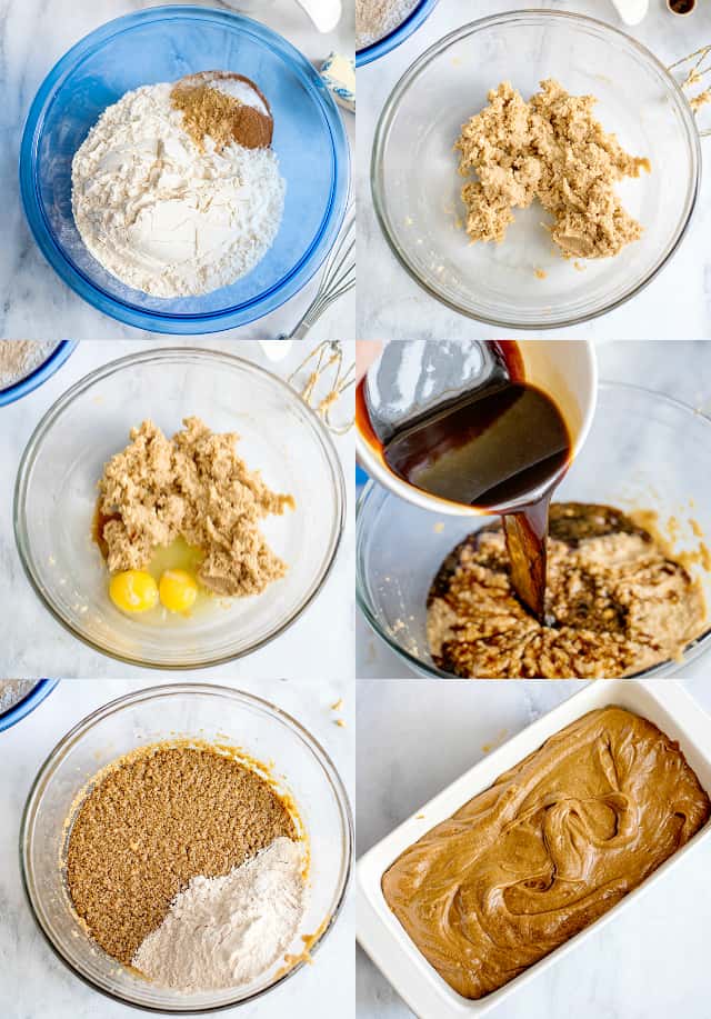 step-by-step directions for gingerbread loaf in collage