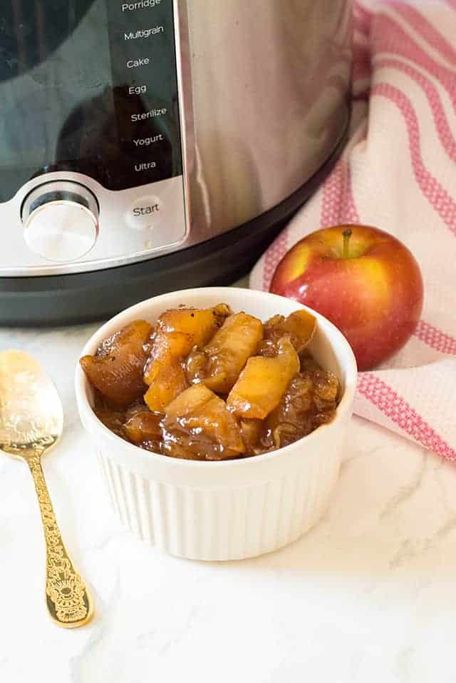 instant pot apples in a white ramekin