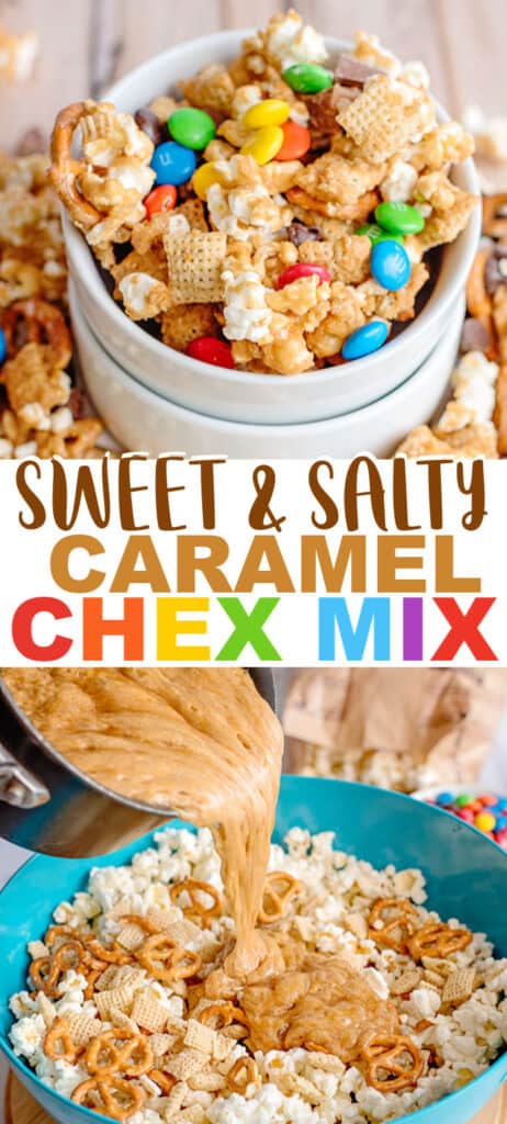 Sweet and salty caramel Chex Mix.