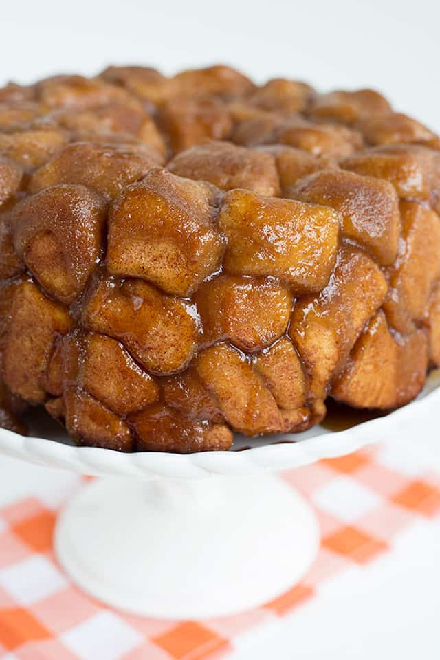 Showing the cinnamon and sugar topping on monkey bread