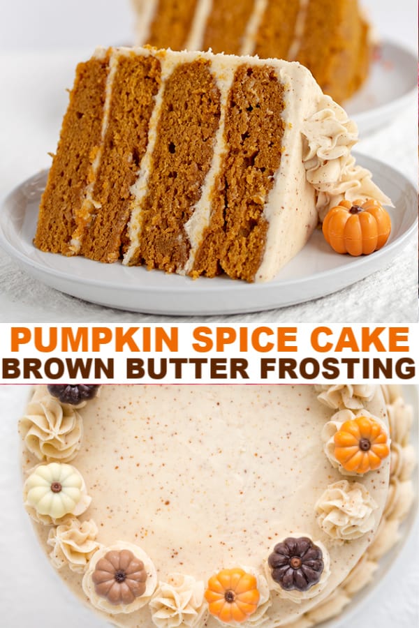 Pumpkin spice cake with creamy frosting.