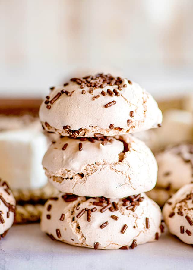 stick of hot cocoa meringue cookies