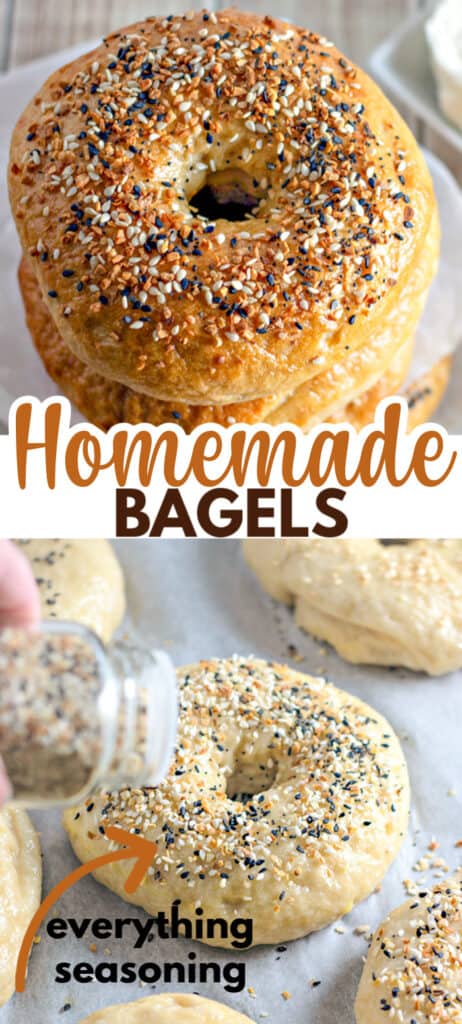 Homemade everything bagels with sesame seeds.