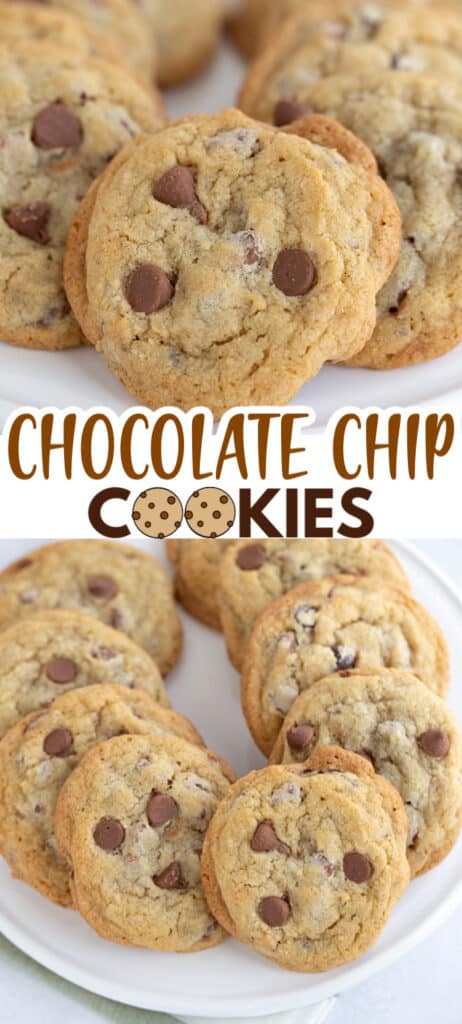 Chocolate chip cookies on a plate.