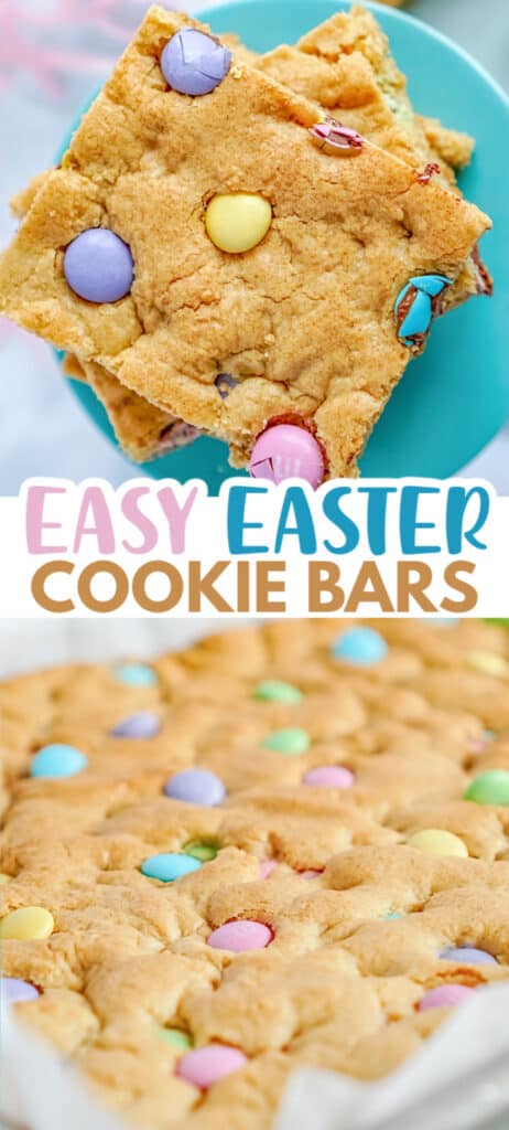 Easy Easter cookie bars on a festive plate.