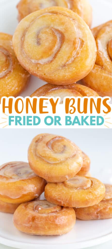 Honey buns both fried and baked.