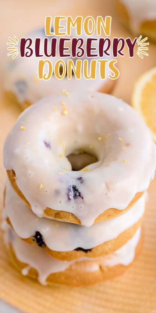 closeup stack of donuts with recipe name in text
