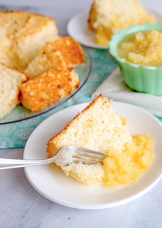 cutting the cake with a fork