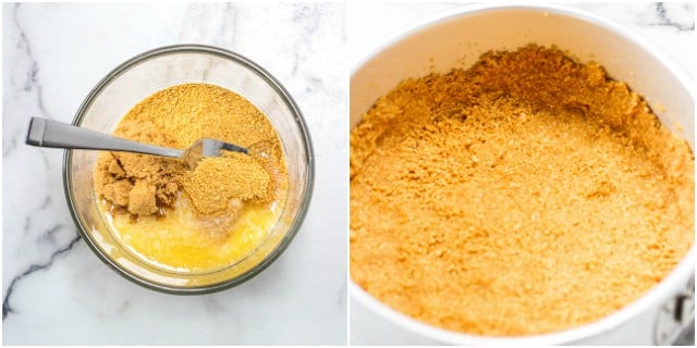 collage of photos putting together a graham cracker crust