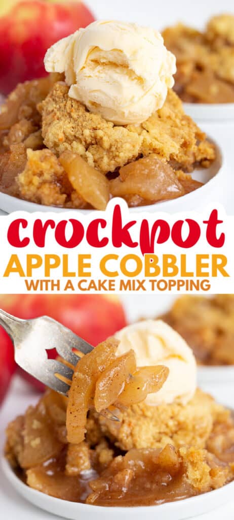 collage of apple cobbler photos with text