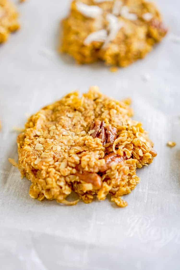 no bake cookie on a piece of parchment paper