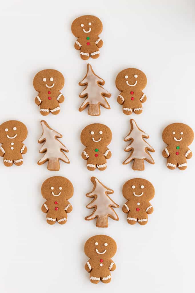 a diamond shape formed with gingerbread cookies on a white surface