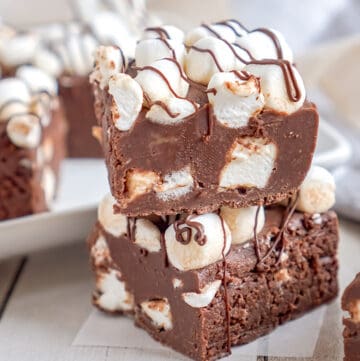 stack of fudge on a piece of wax paper