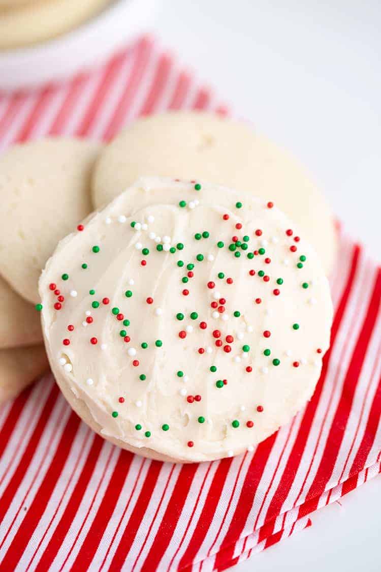 sugar cookies on a linen with a white background